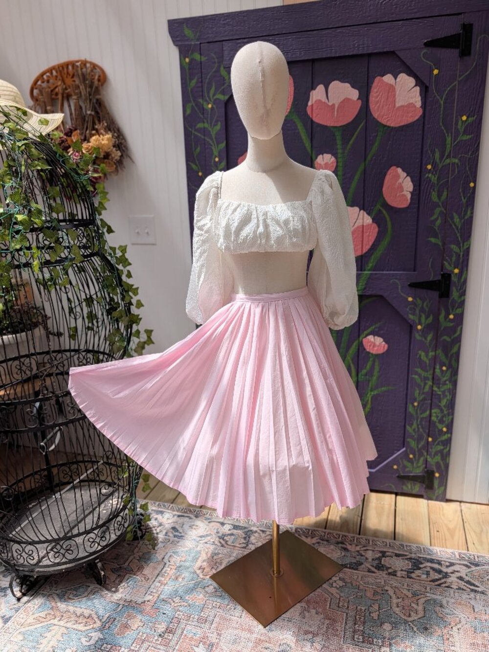 Vintage 1950's Pale Pink Full Circle Midi Skirt by Russ, AS IS